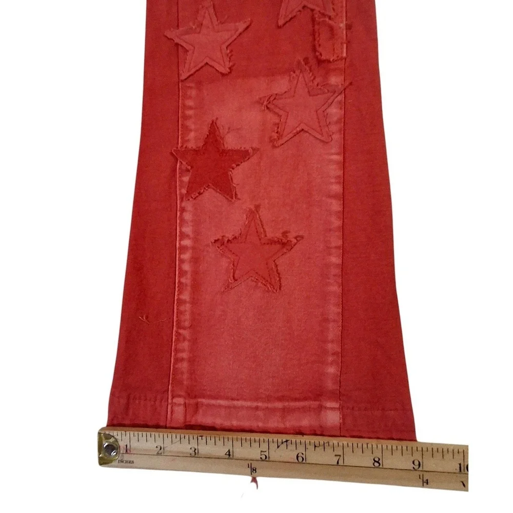 Valabasas V-Star Red Wash Distressed Star Patchwork Flare Jeans Mens 29 NEW